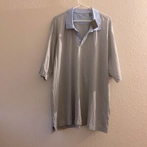 NWT, men’s size 2 XL, Kenneth Roberts polo, shirt, blue, and gold D8